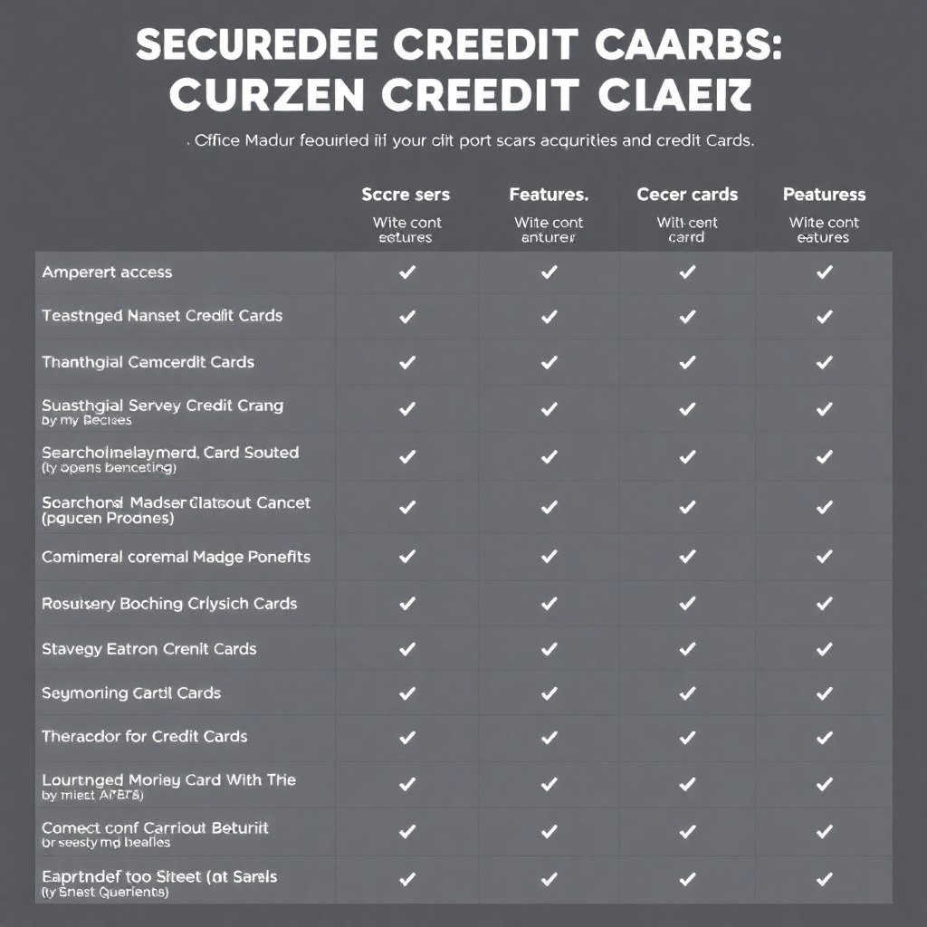  A stylized comparison table outlining the key features and benefits of various secured credit cards, allowing you to easily compare options and make an informed decision.