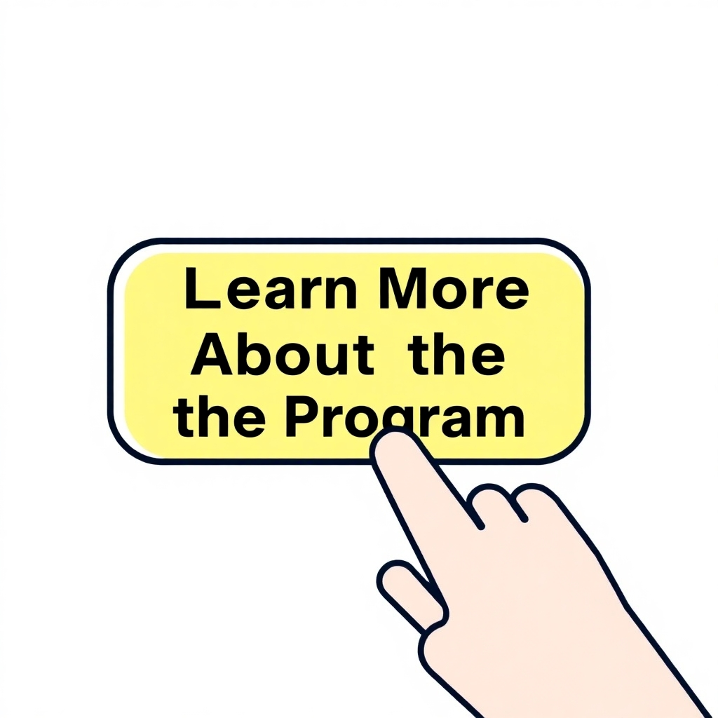A stylized image depicting a person clicking a button that says "Learn More About the Program." The design should be user-friendly and emphasize the ease of accessing program information.