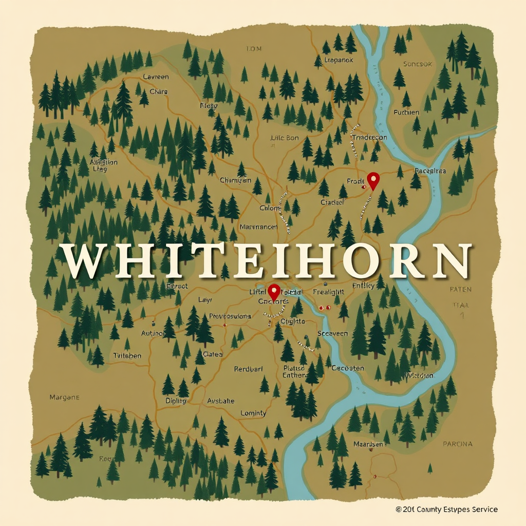 Stylized map showing Whitethorn, CA region