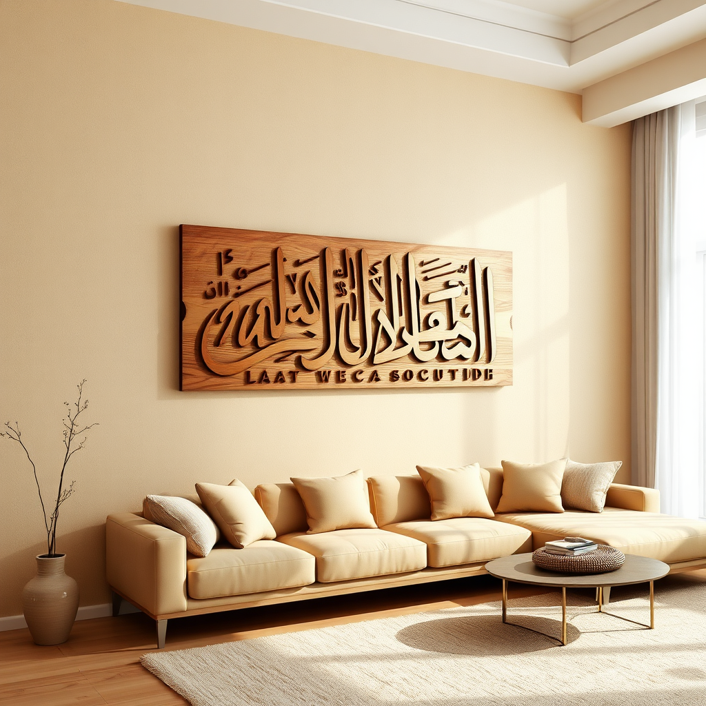 Persian Calligraphy Wooden Wall Art in modern living room