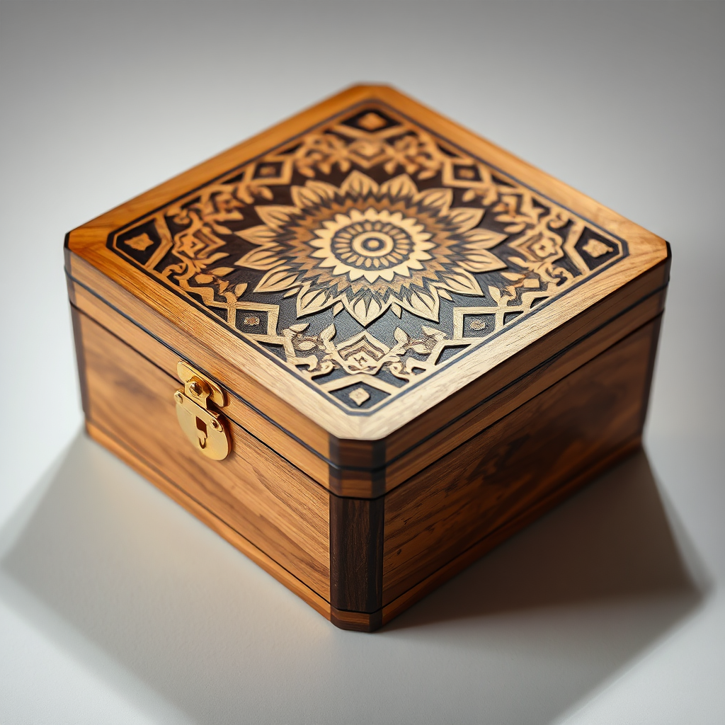 Marquetry keepsake box details