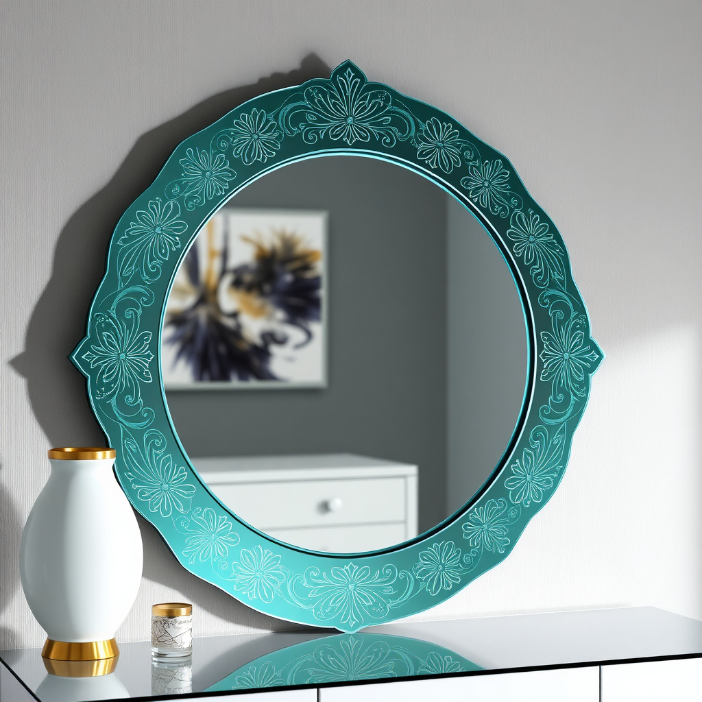 Turquoise Acrylic Mirror Calligraphy Art