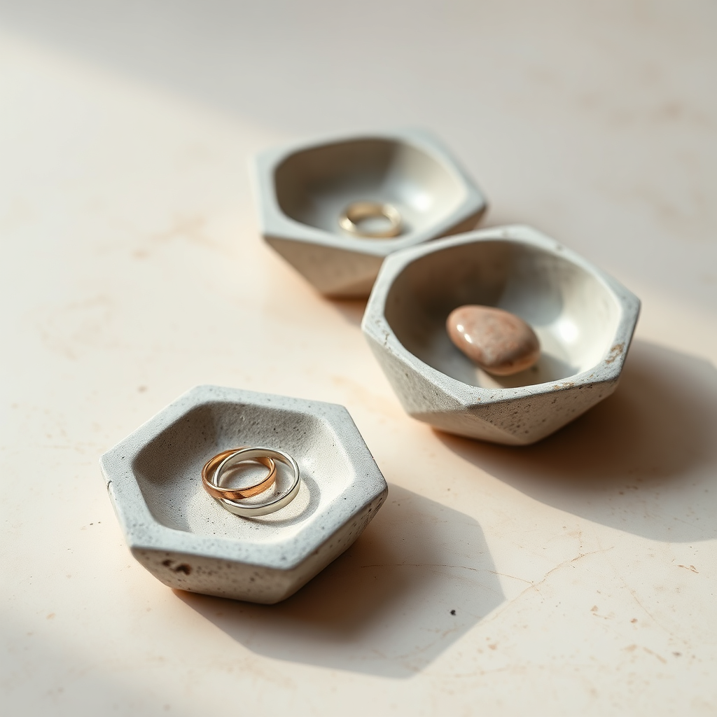 Geometric Concrete Trinket Dishes