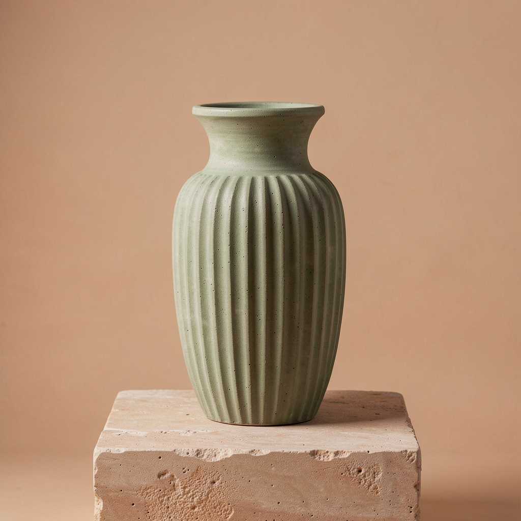 Sage Green Fluted Vase