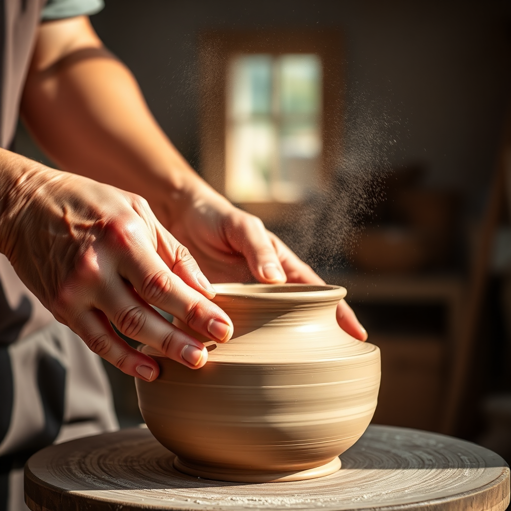Artisan shaping clay