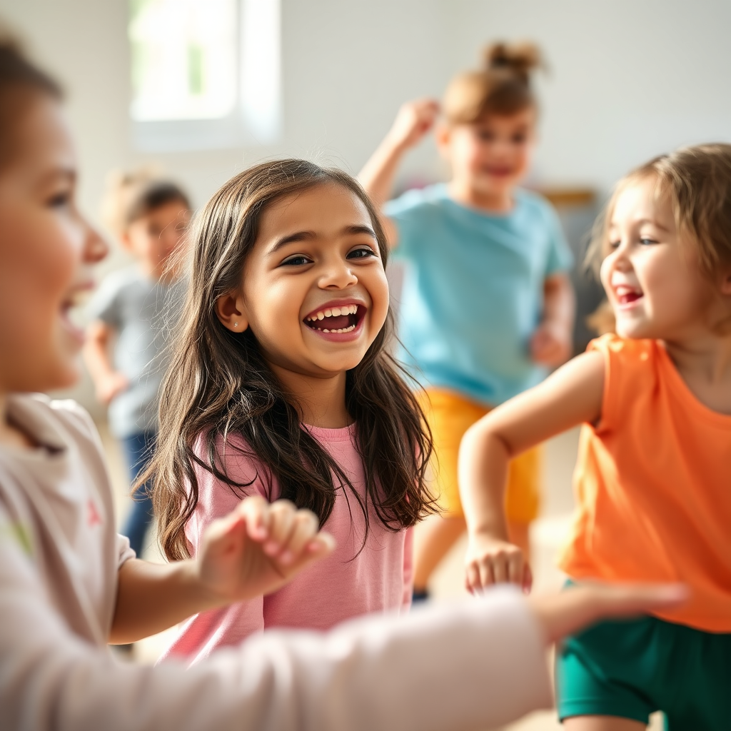Children laughing in dance class