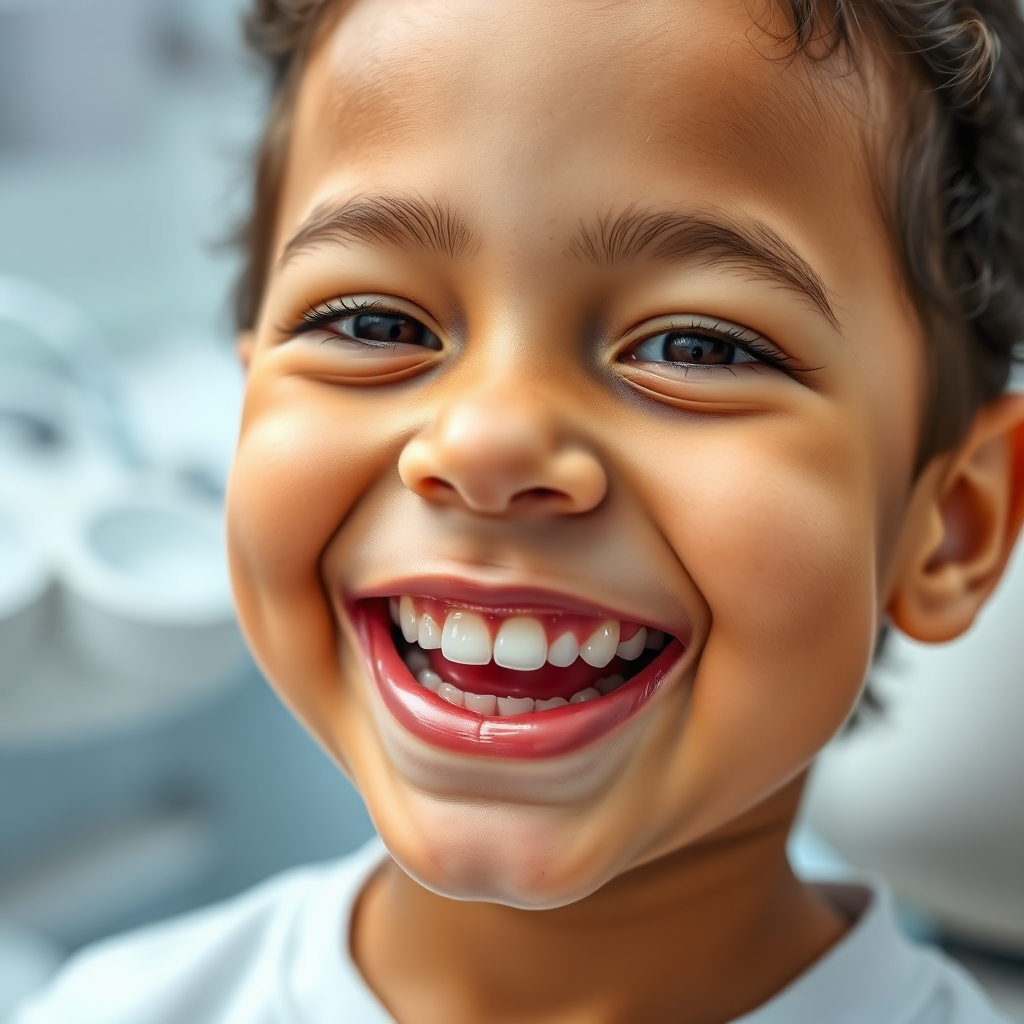 A child's bright, healthy smile