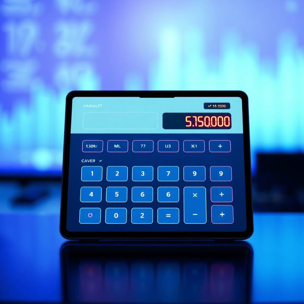 Digital calculator interface showing financial data