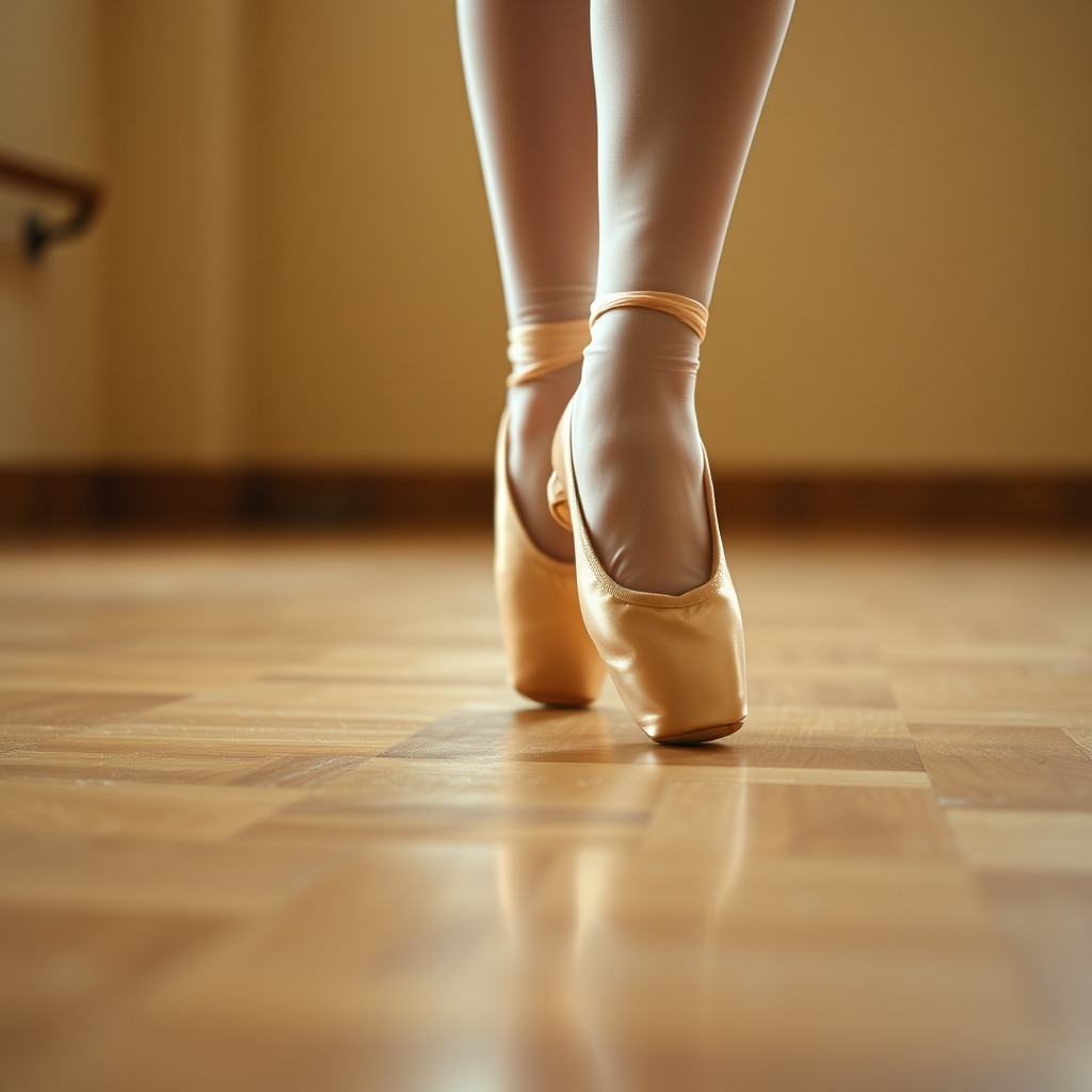 Ballet slippers on dance floor
