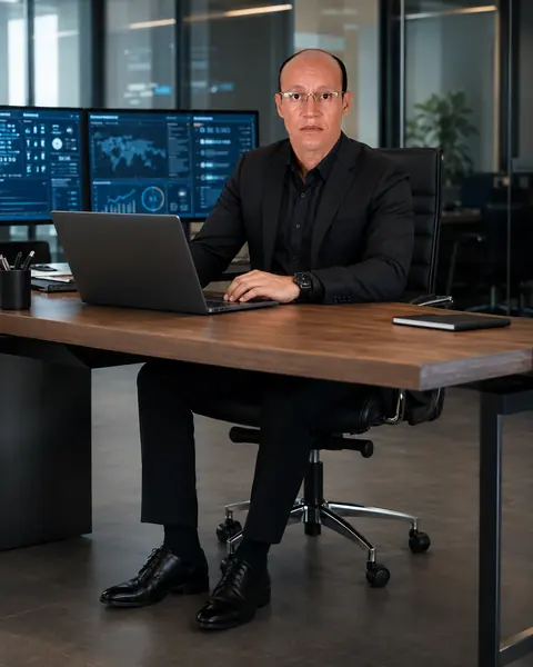 Tarek Amalal, fondateur de CardVizio, dans son bureau