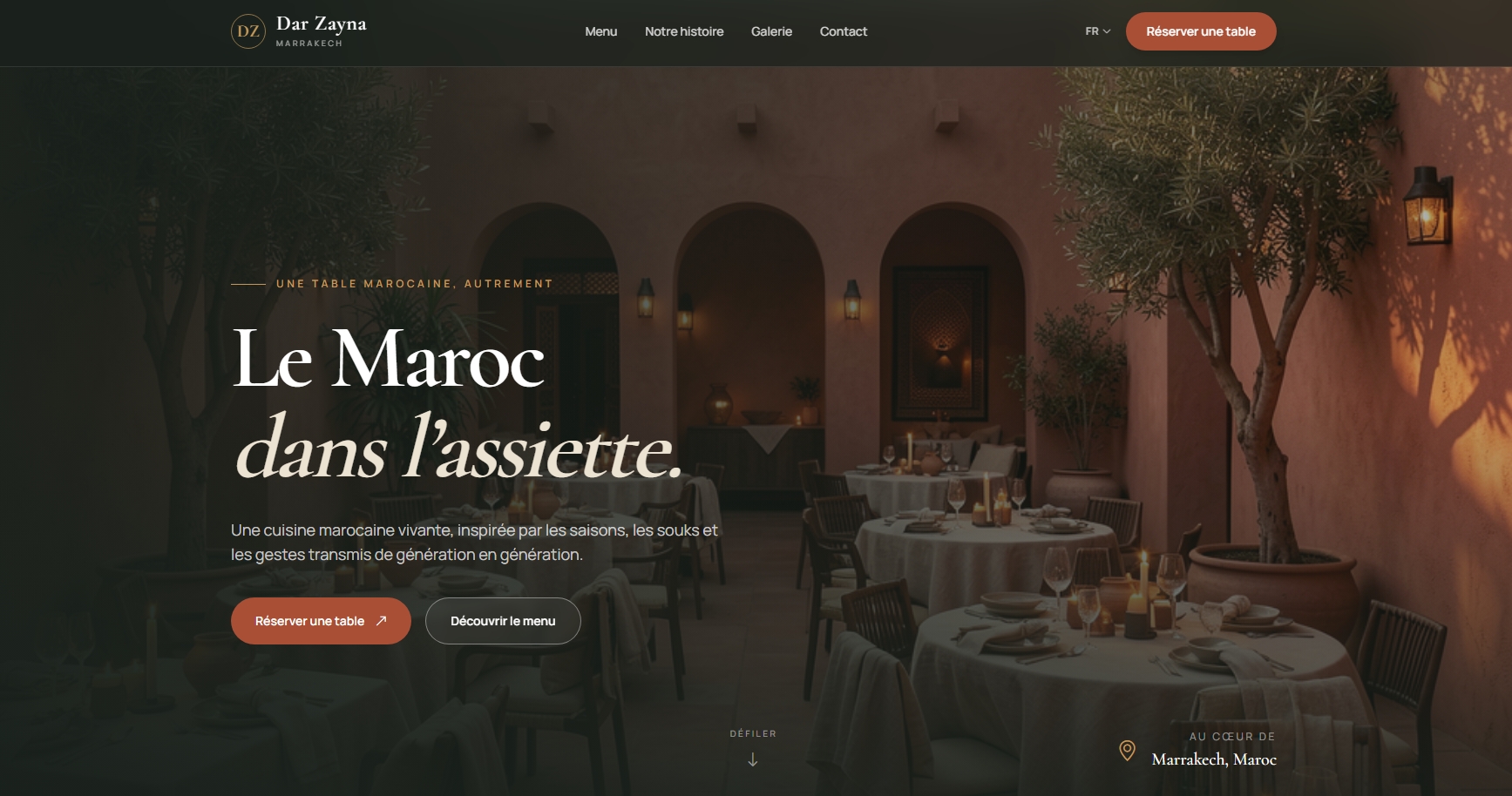 Dar Zayna restaurant website preview