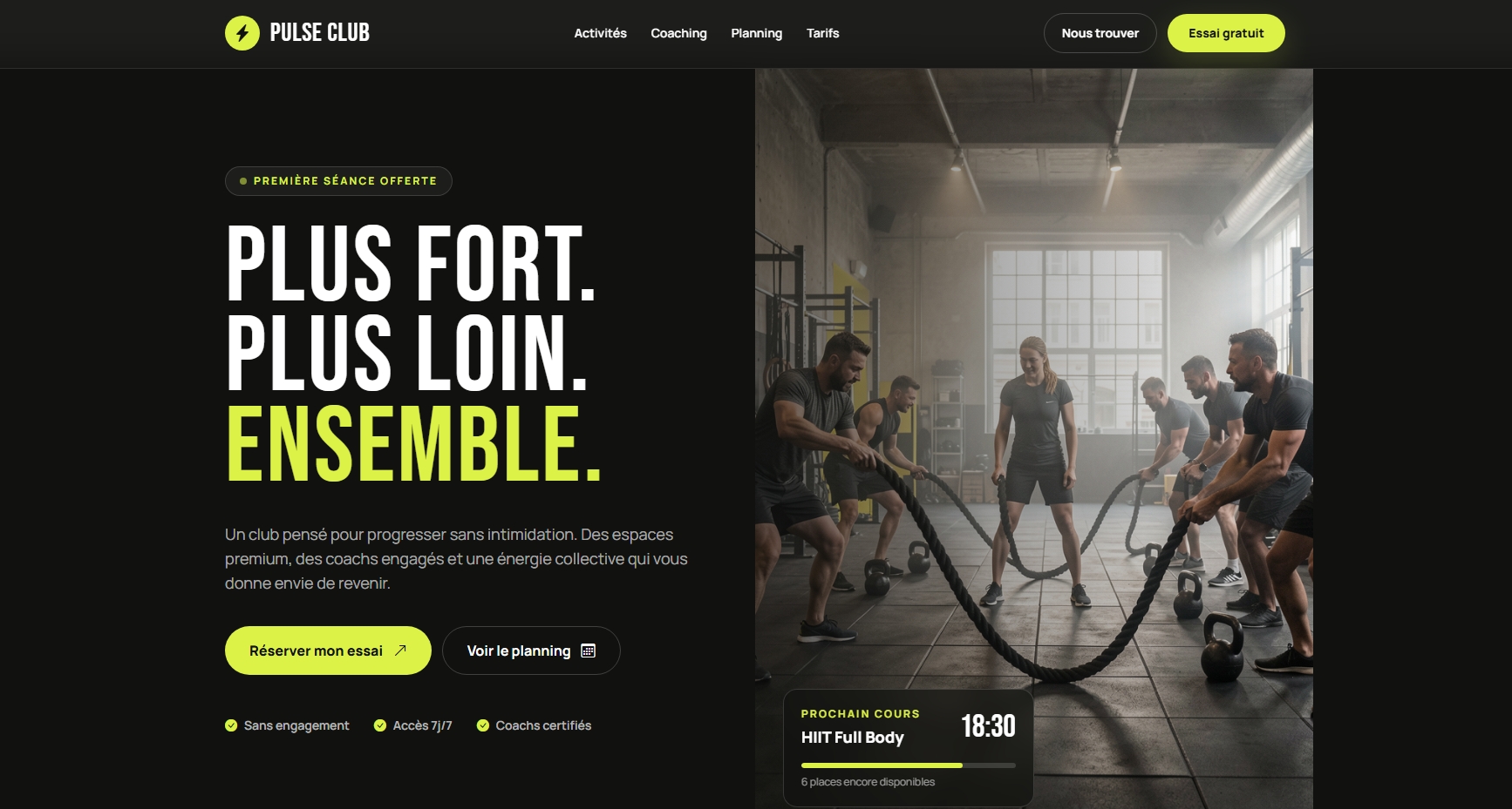 Aperçu du site web Salle de Sport
