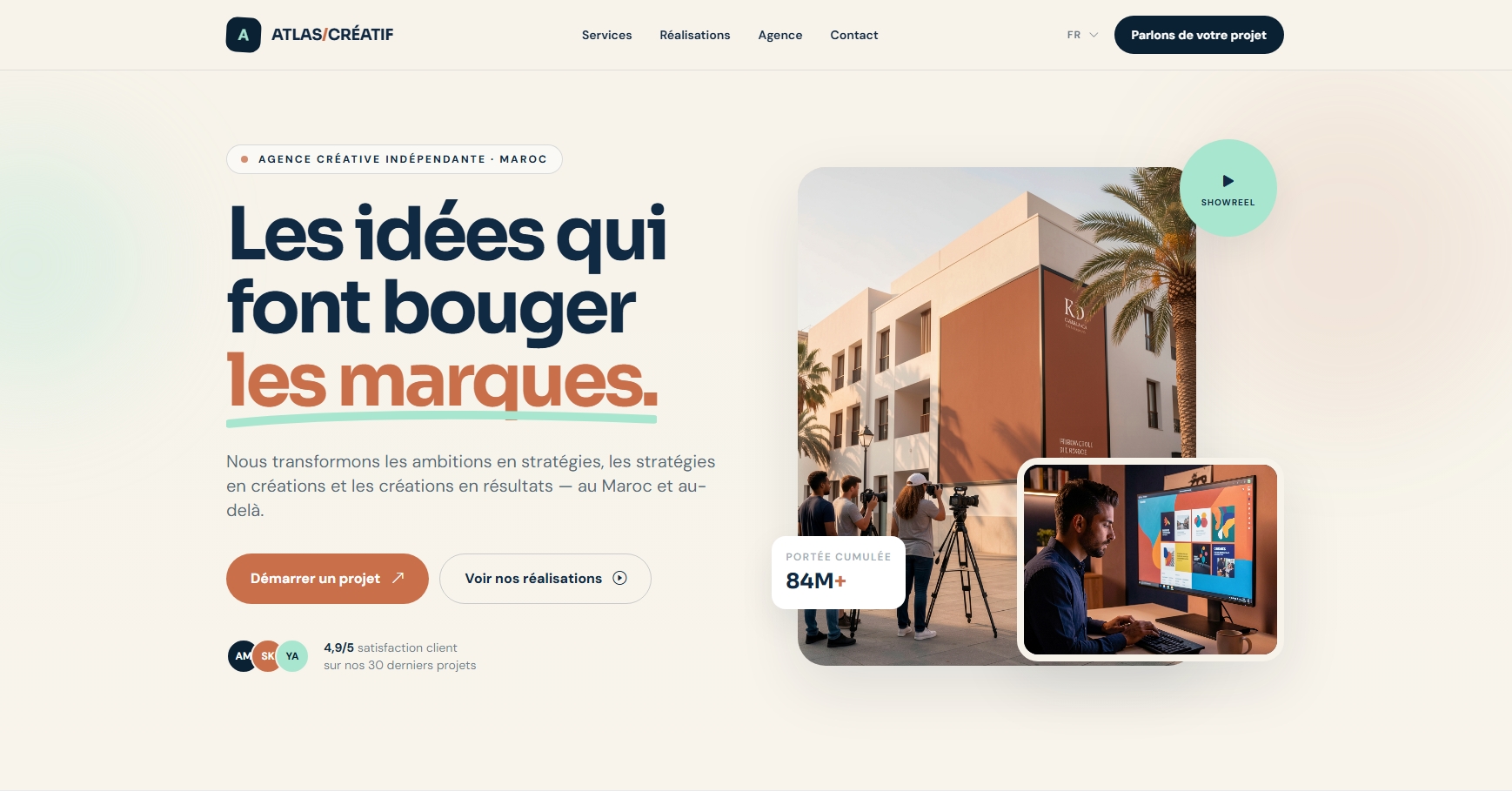 Aperçu du site web d'une agence de publicité