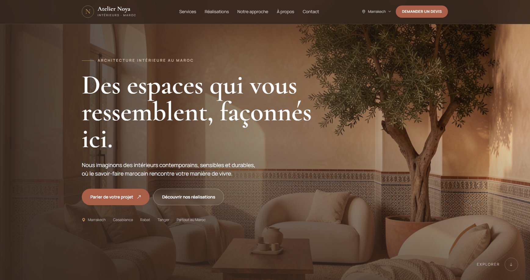 Aperçu du site d'entreprise d'aménagement et décoration