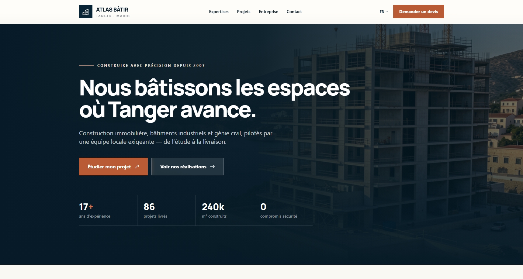 Aperçu du template de site web — Entreprise de Construction