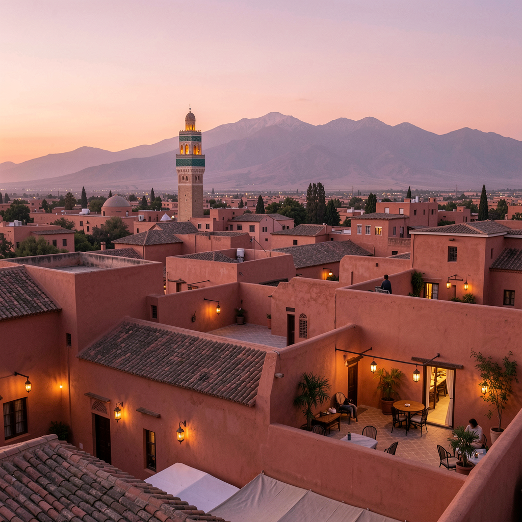 Toits de Marrakech au coucher du soleil