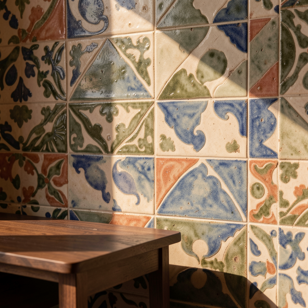 Detalle de azulejos artesanales