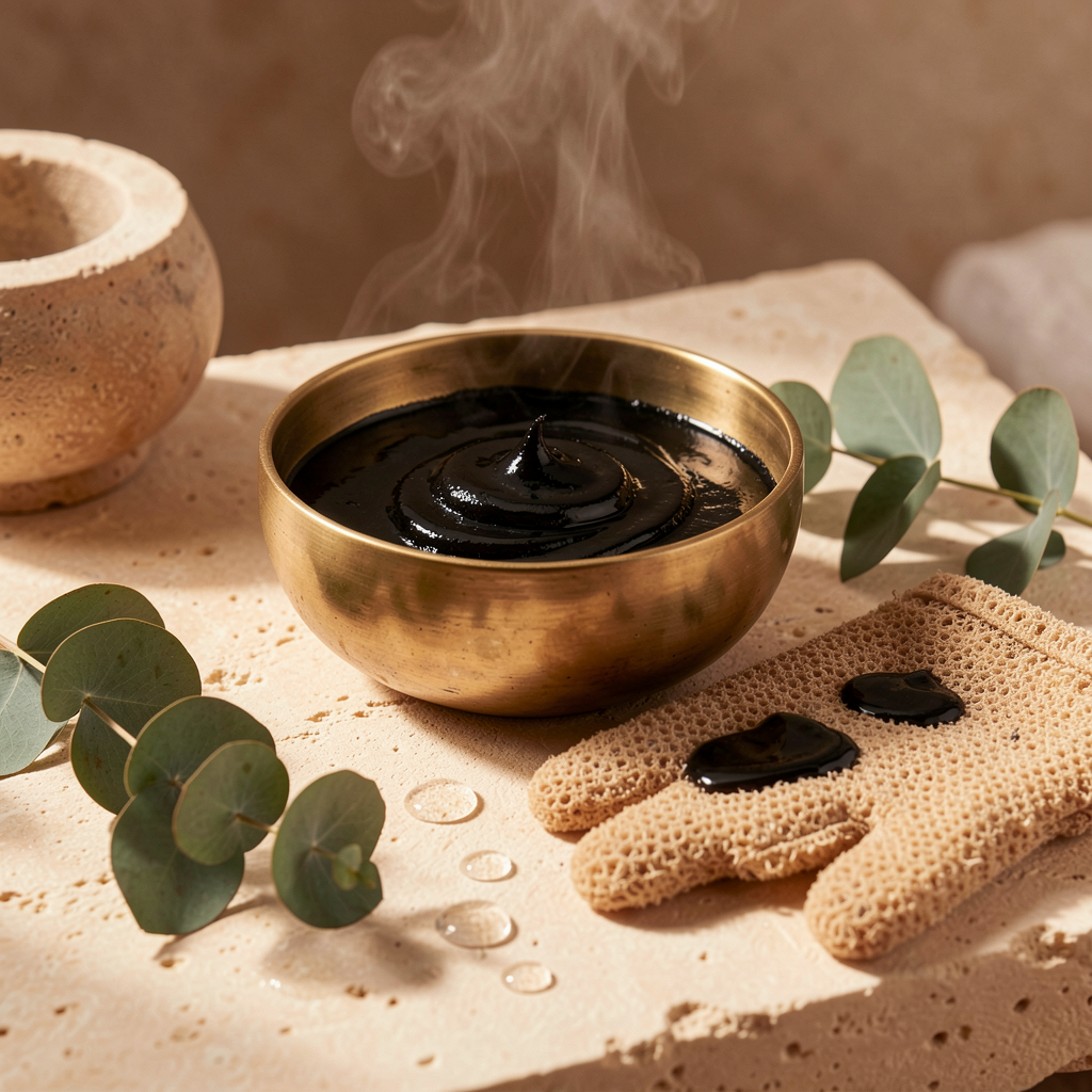Savon noir et gant de gommage kessa
