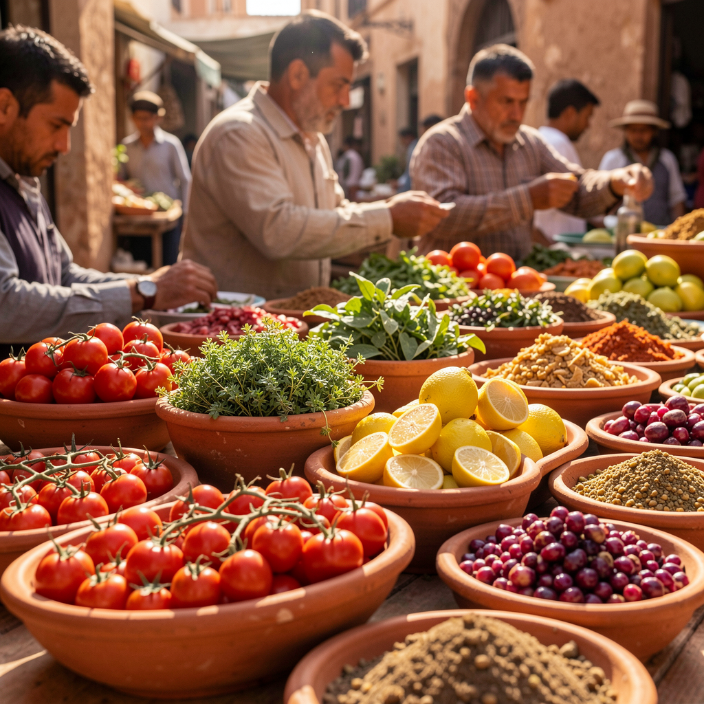 Produits frais et épices du marché