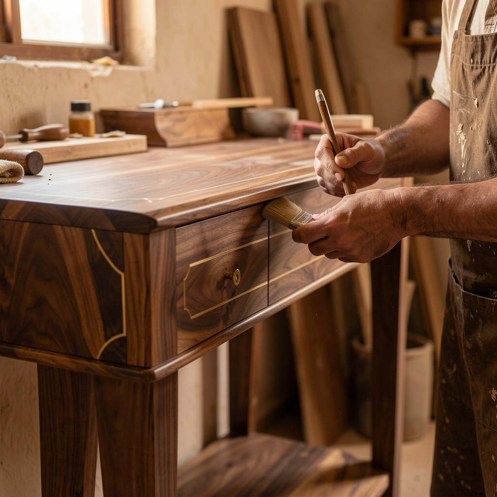 Fabrication artisanale d’un meuble en noyer
