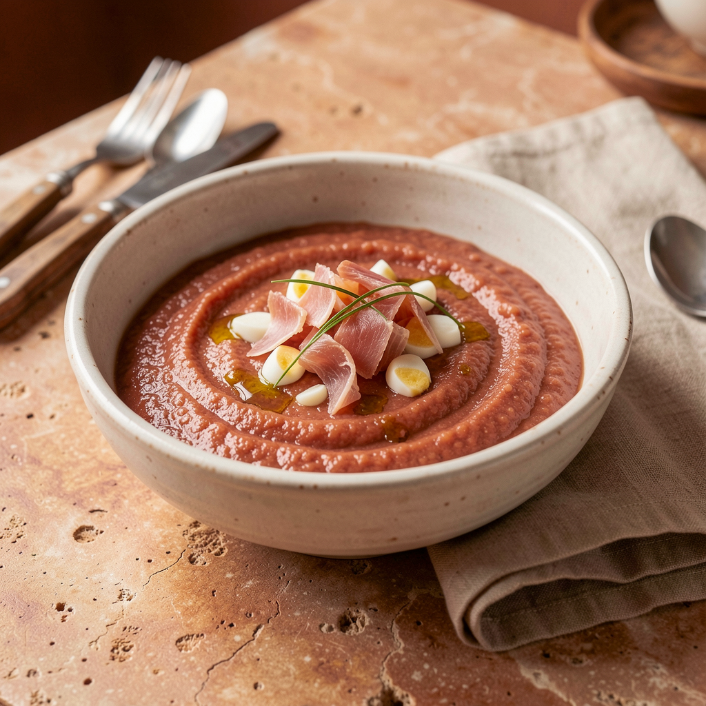 Salmorejo cordobés con jamón