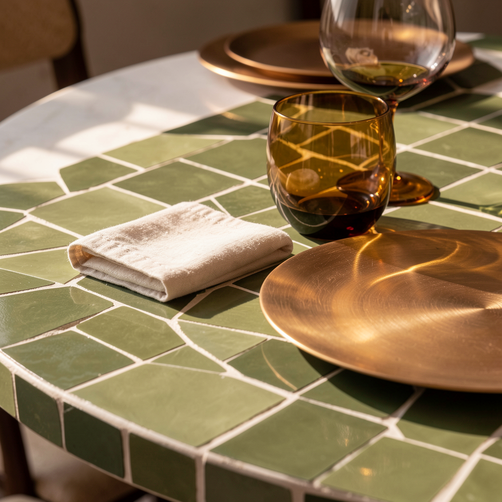 Détail de table et zellige artisanal