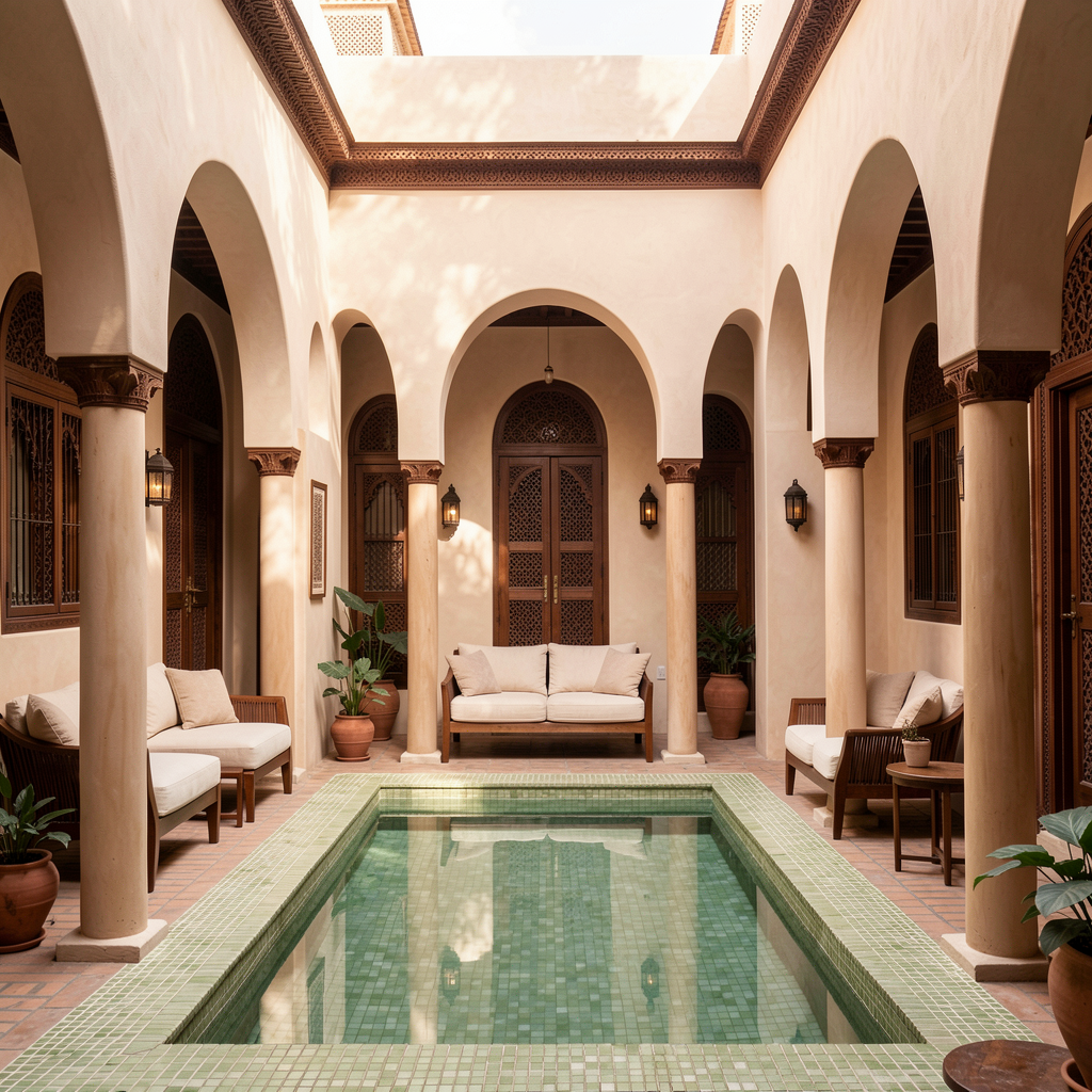 Cour intérieure d’un riad rénové