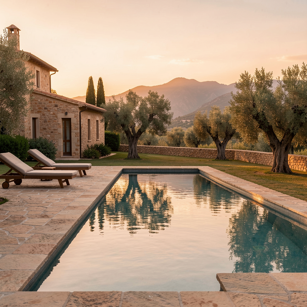 Piscina al atardecer