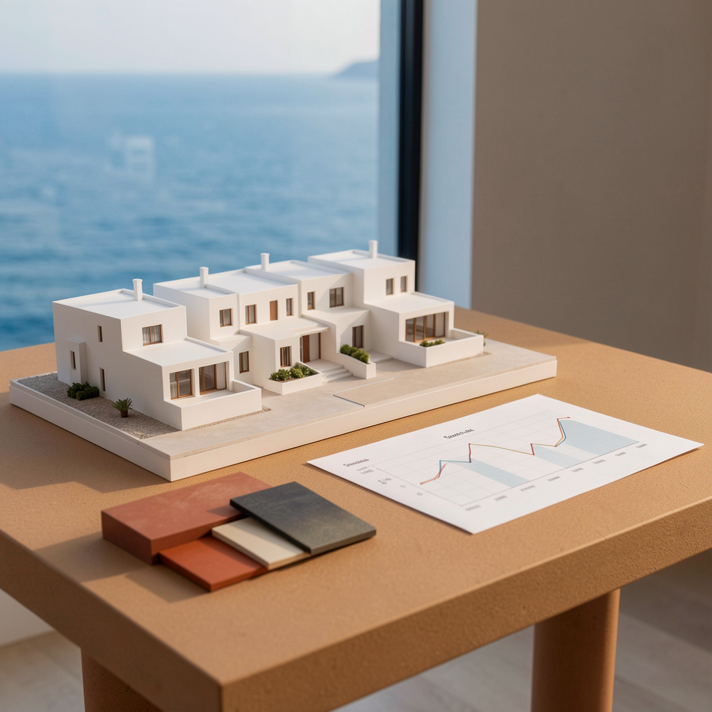 Maquette architecturale illustrant le marché immobilier