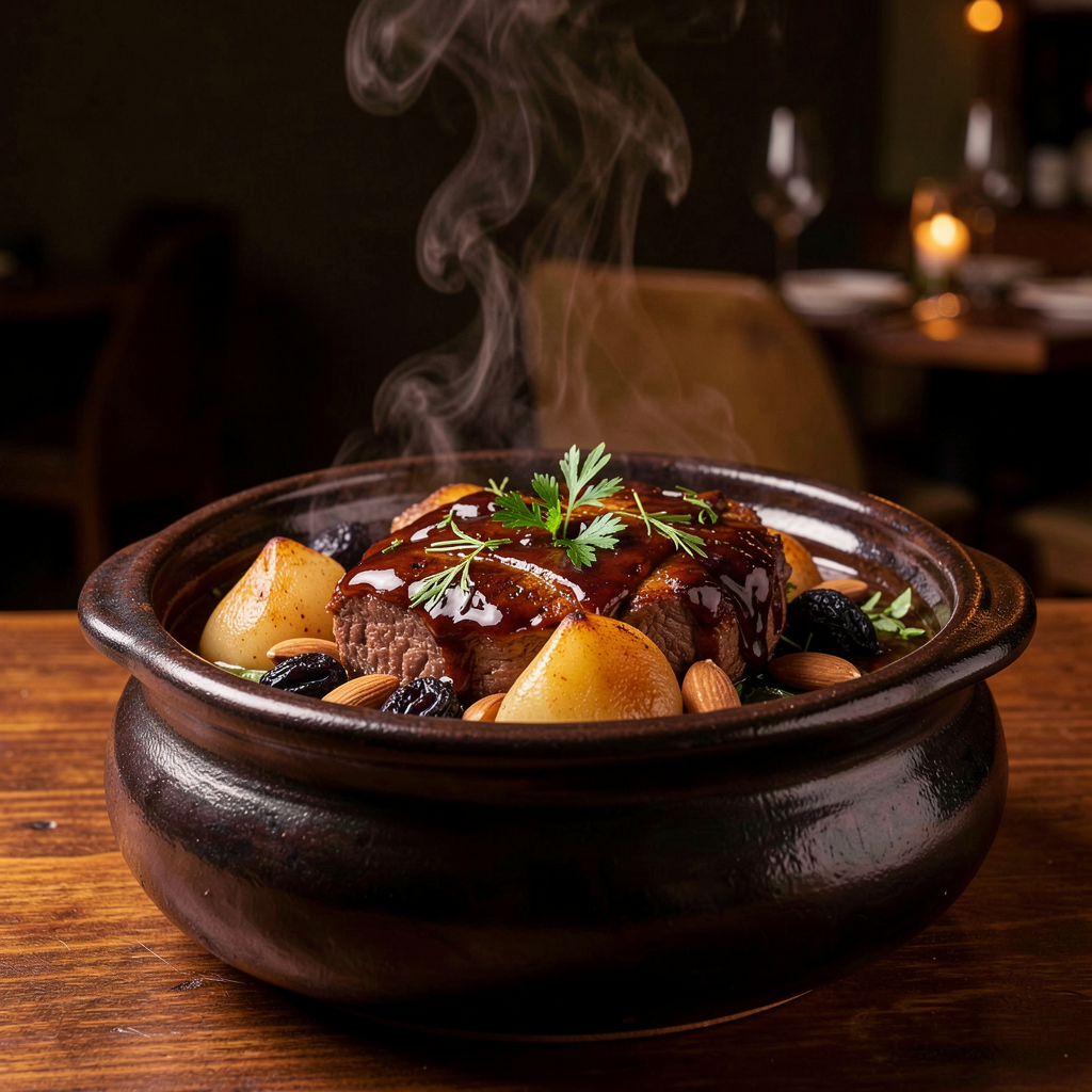 Tajine d’agneau aux poires rôties