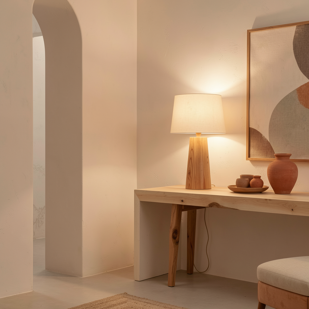 Lampe de table en bois naturel