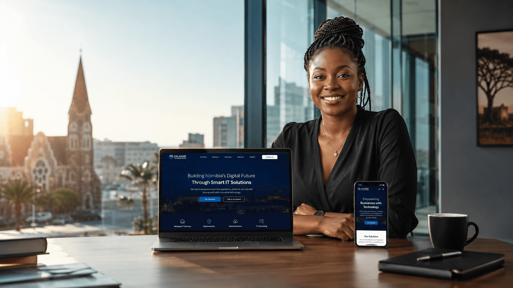 Consultant with premium website screens