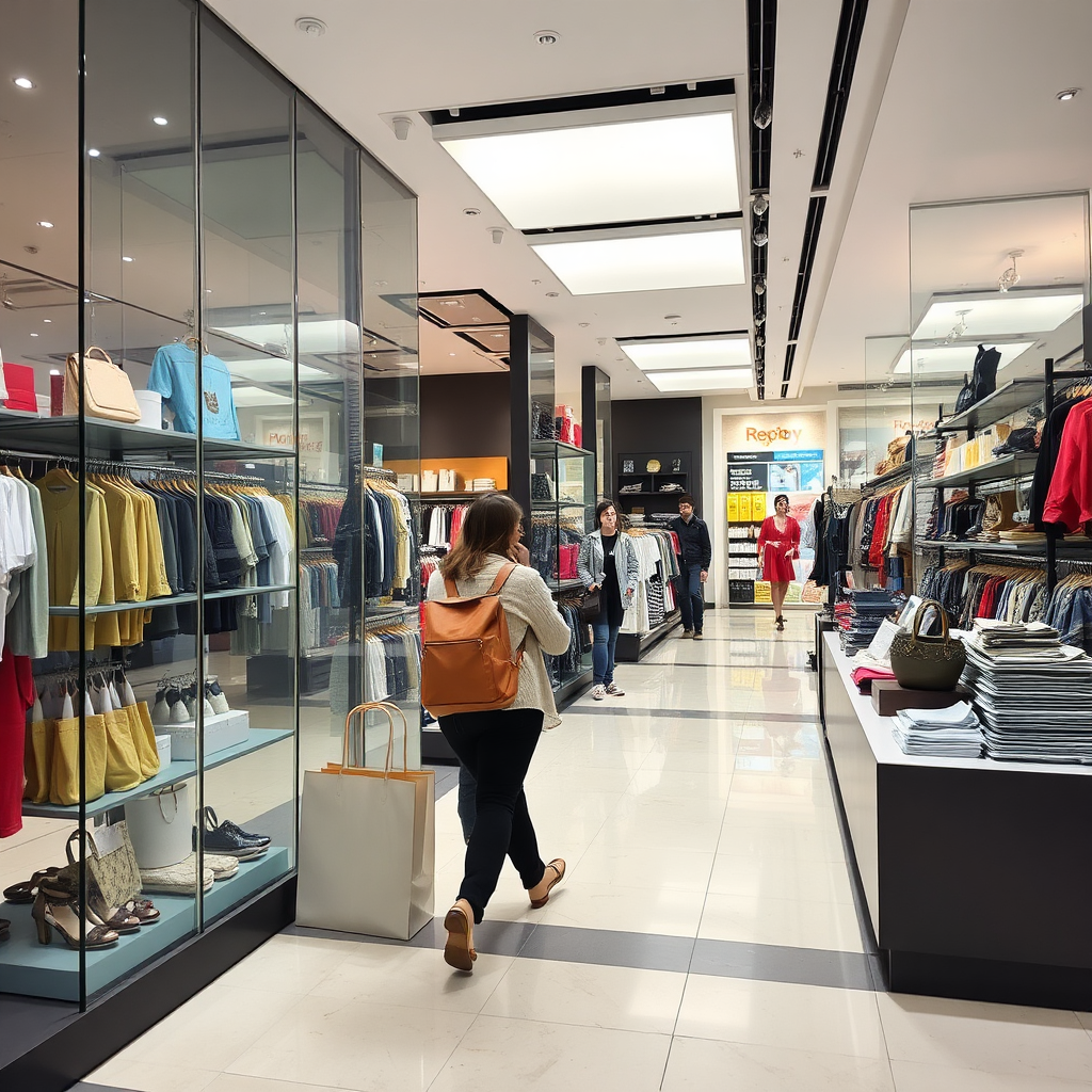 Vacker dam i ett köpcentrum