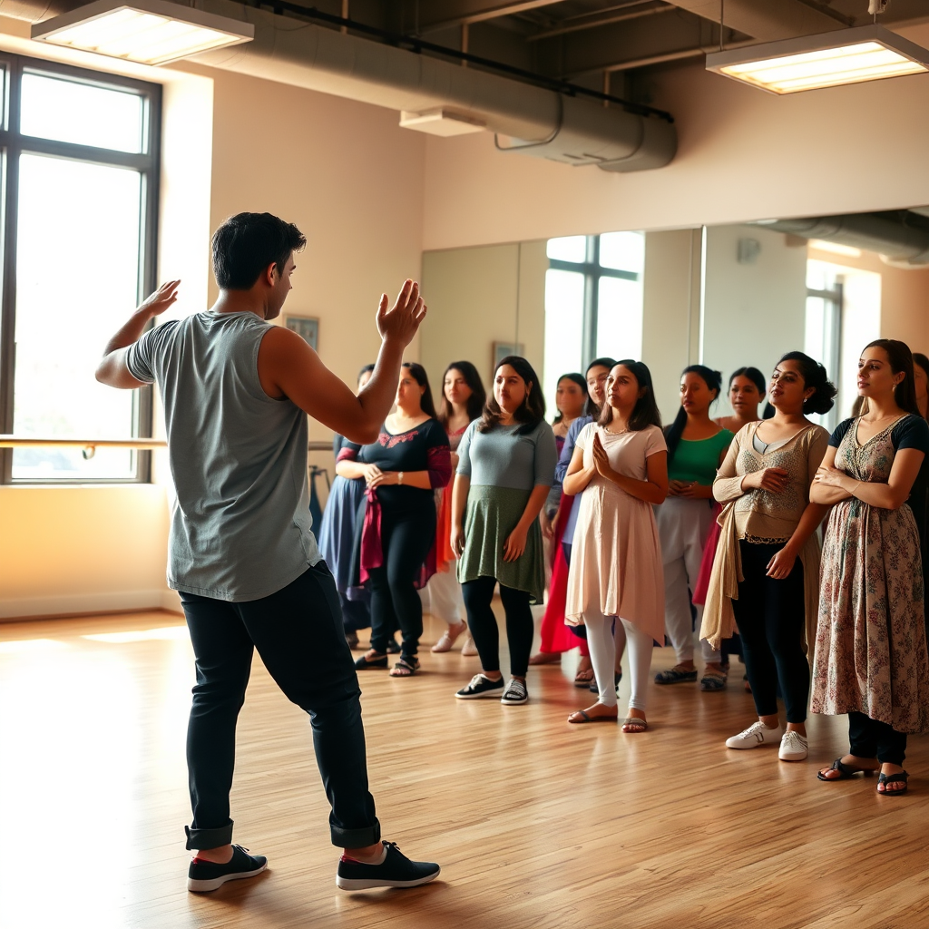 Studio rehearsal with coach and students