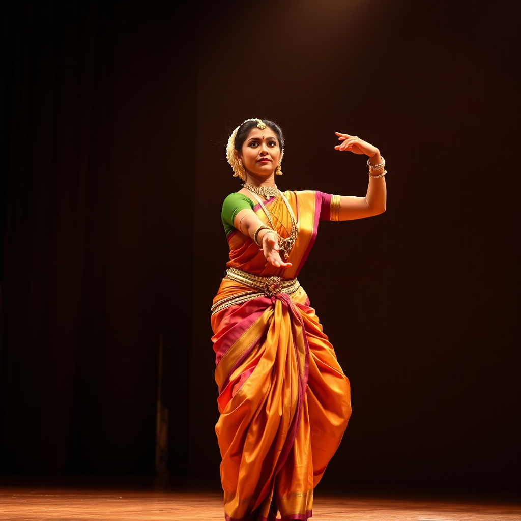 Dancer in a classical Bharatanatyam pose