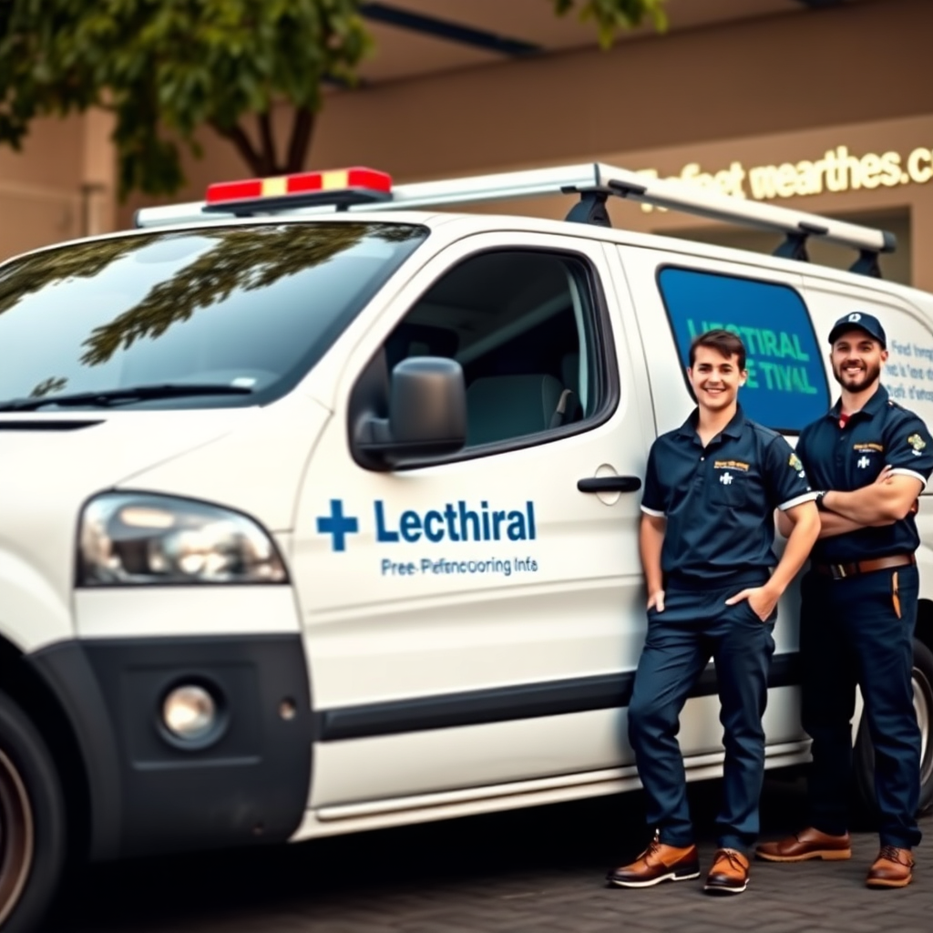Professional team of plumbers in branded uniforms