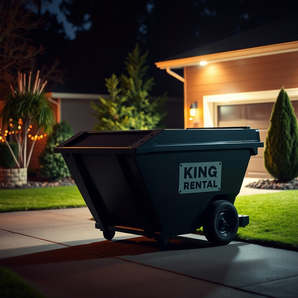 Dumpster on driveway for home cleanouts
