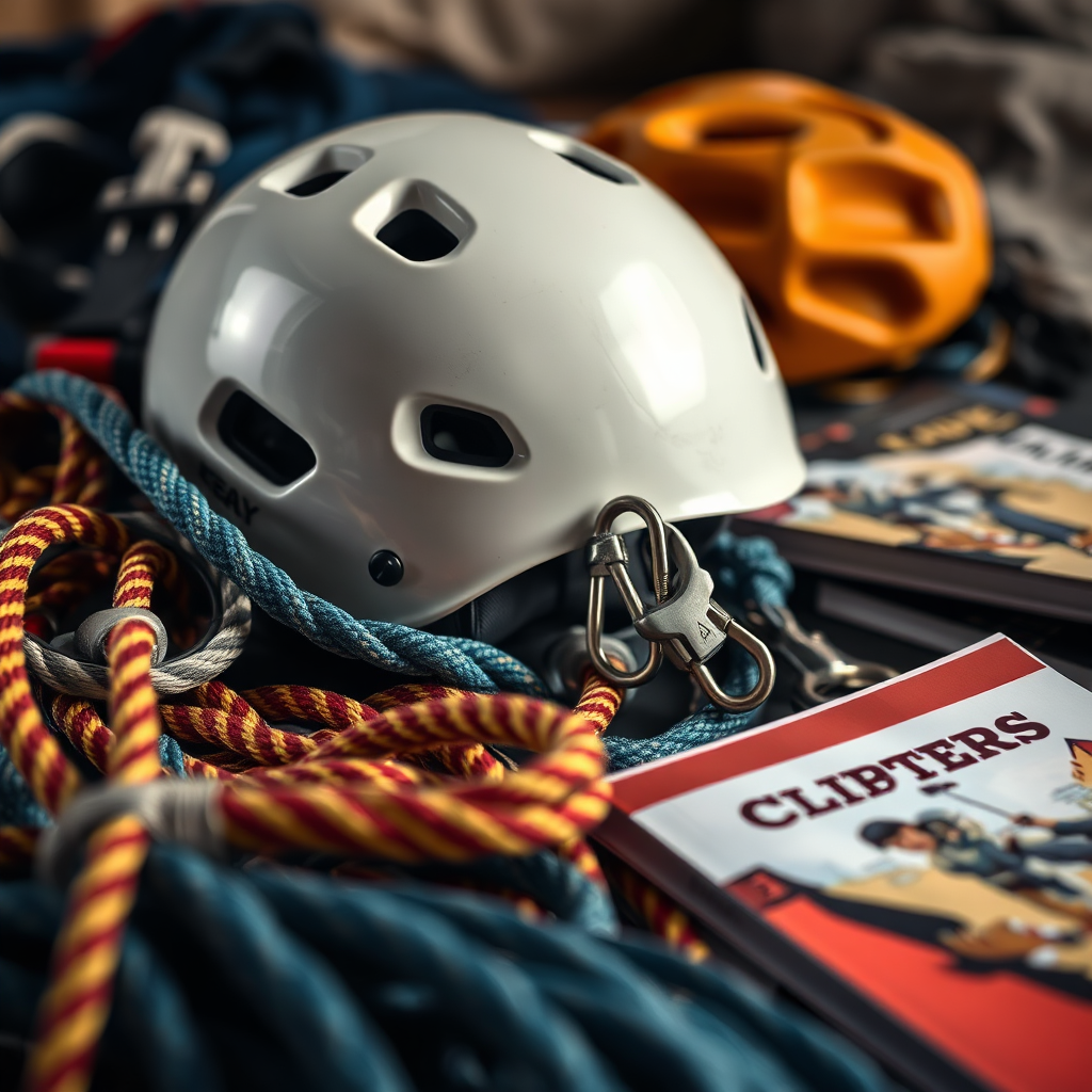 Climbing gear laid out