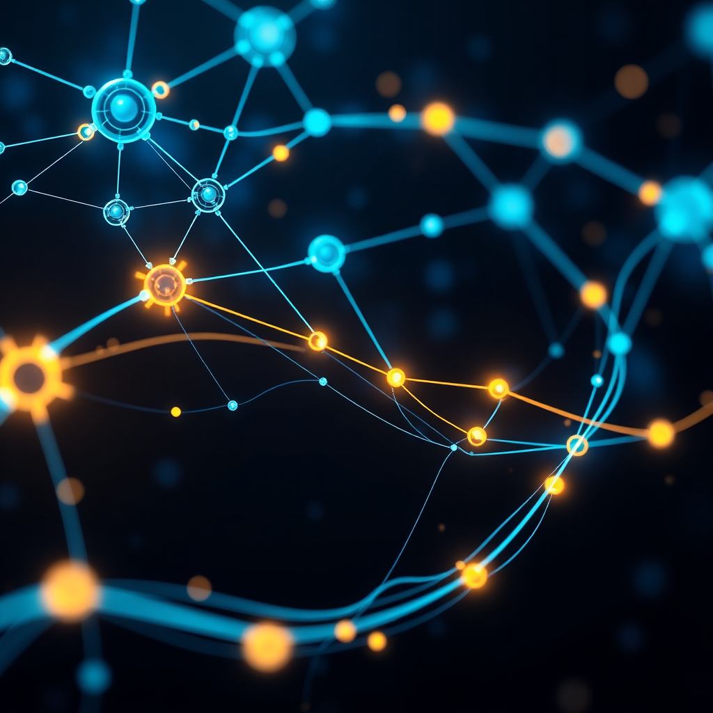 Futuristic AI network visualization