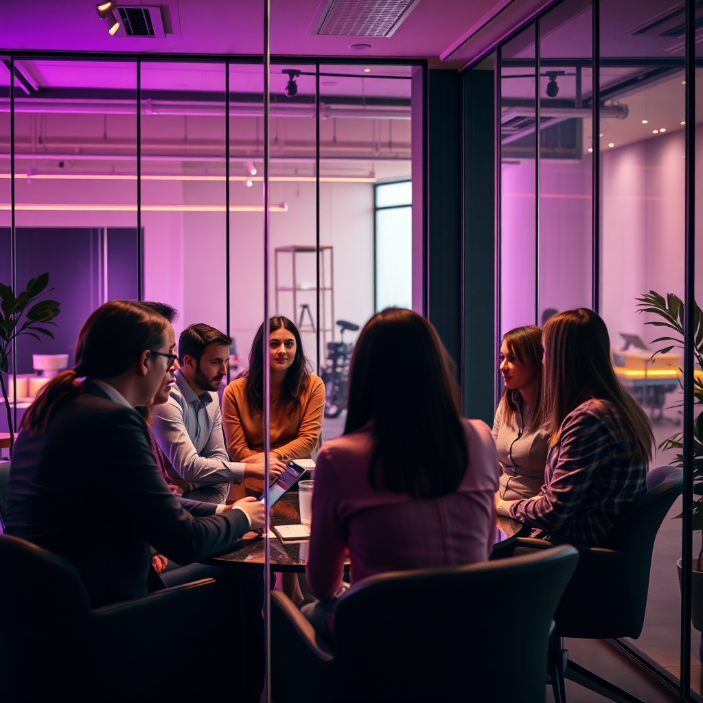 Team collaboration in premium studio