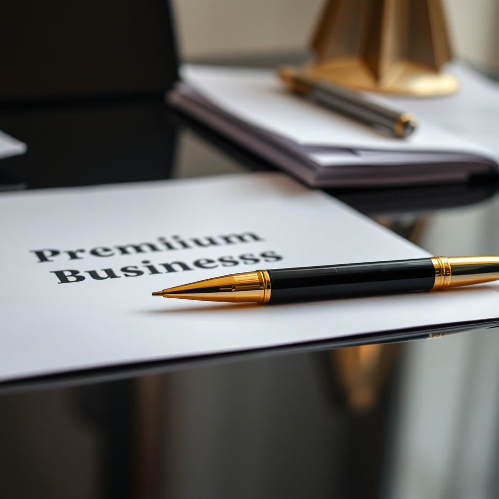 Portfolio: premium business plan with gold pen