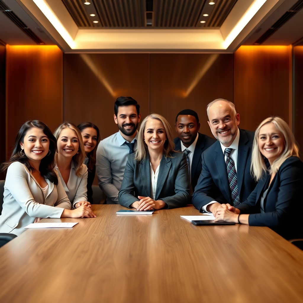Portfolio: Diverse executive team in a modern conference room