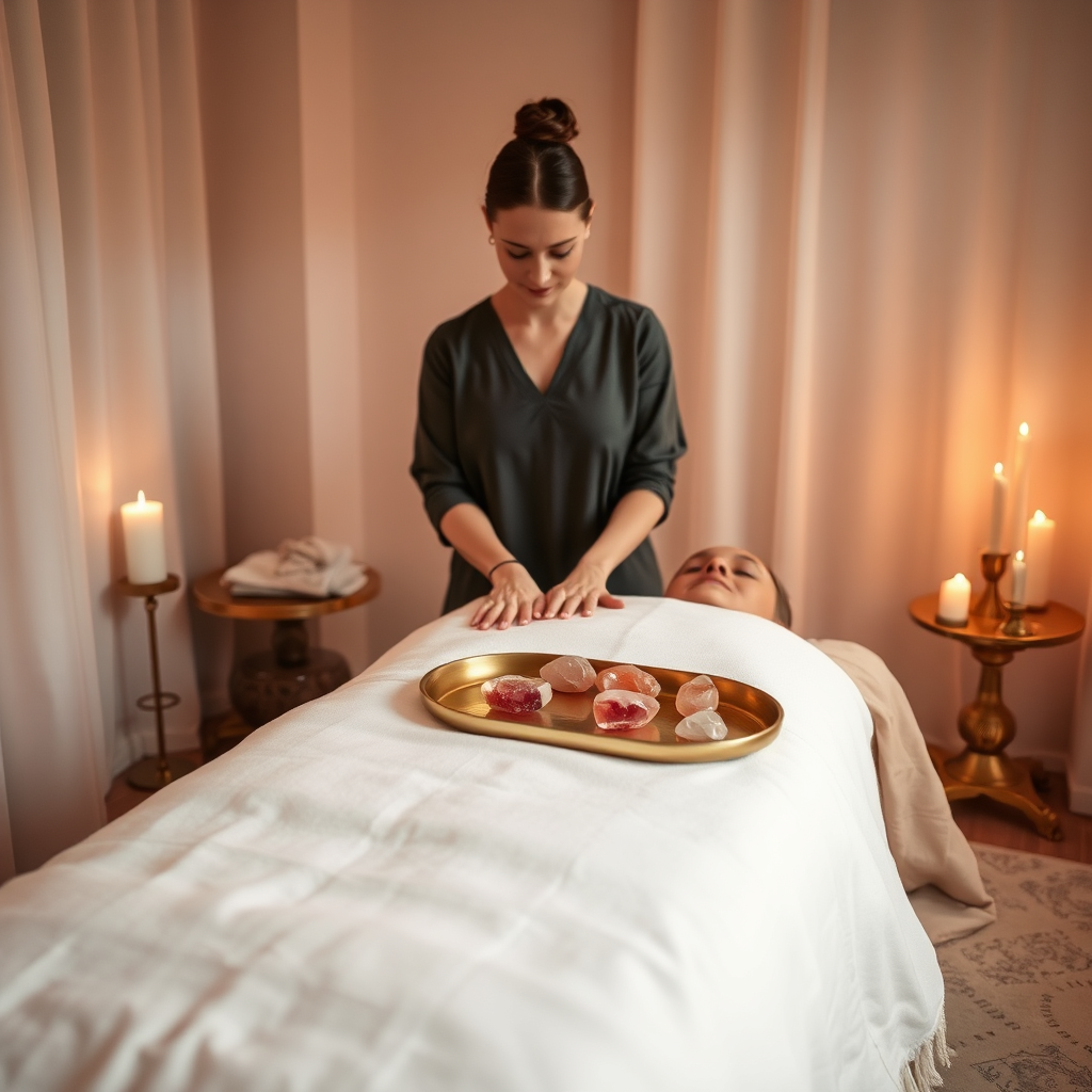 Rose lymphatic ritual setup
