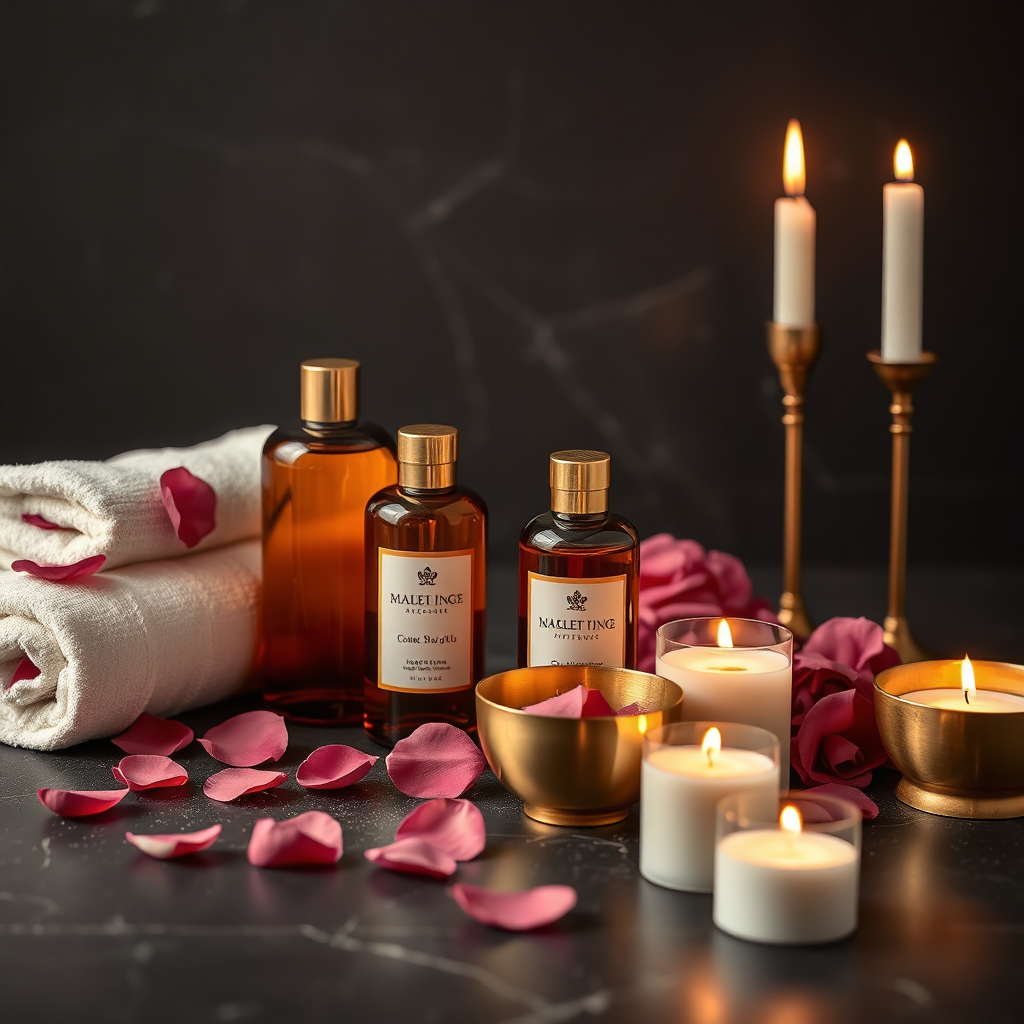 Luxury massage oils and candles