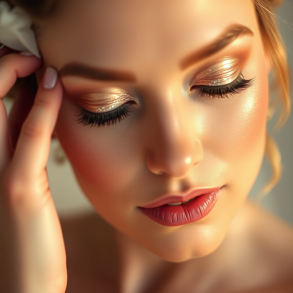 Bridal makeup with champagne shimmer
