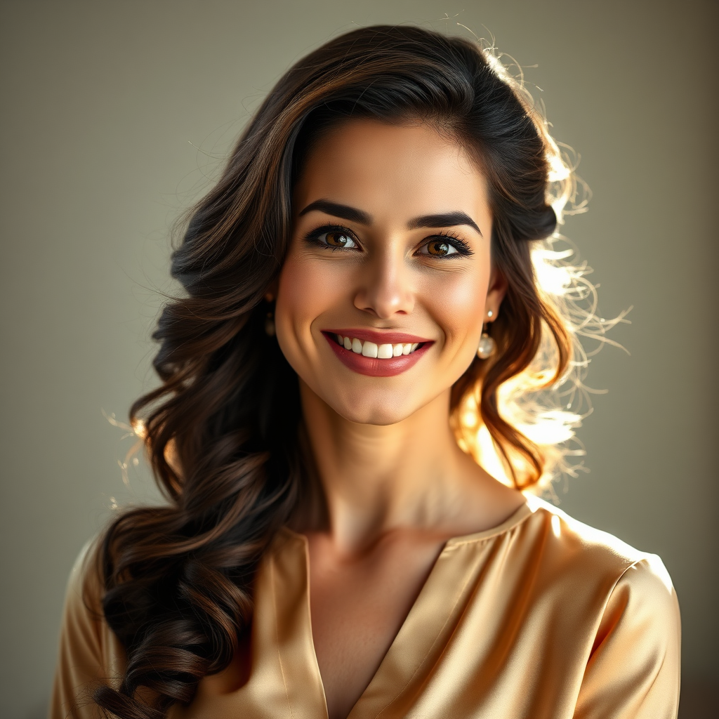 Happy client with radiant makeup
