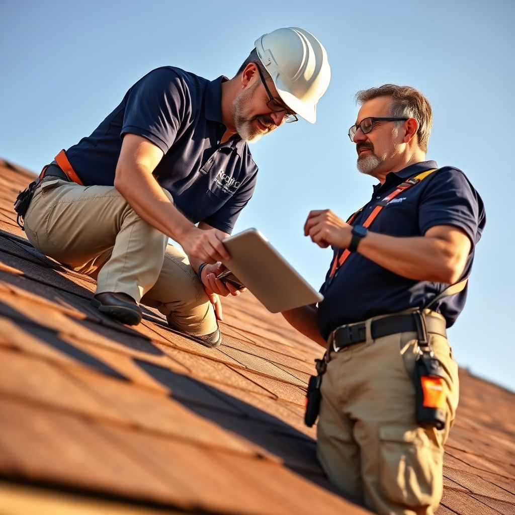 Professional roofing contractor conducting detailed roof inspection