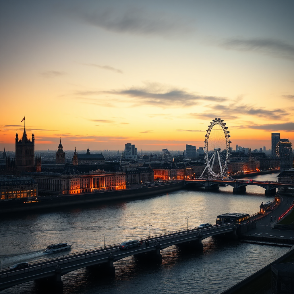 London skyline at dusk