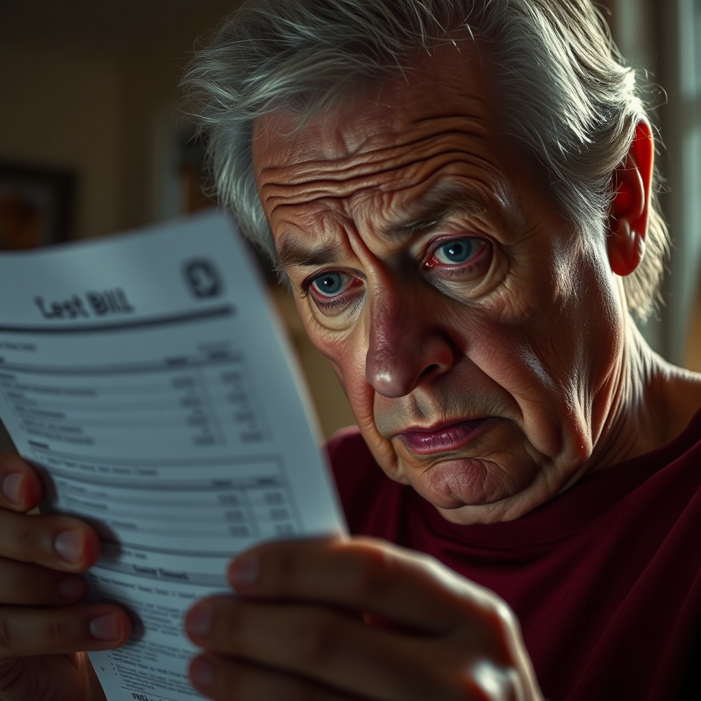 Shocked person looking at high electricity bill