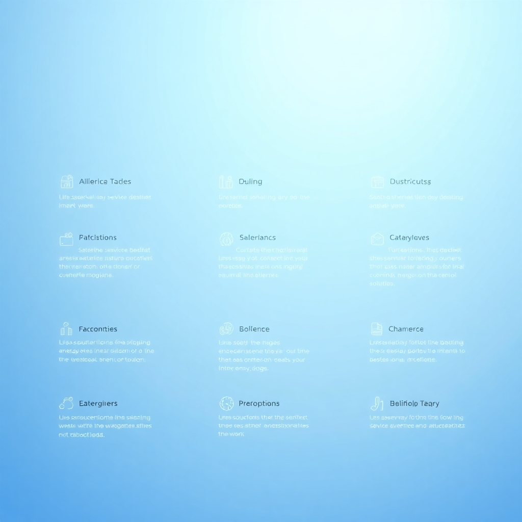 A clean, modern website interface showcasing a diverse range of service categories with clear icons and concise descriptions. The design should be intuitive and user-friendly, with a focus on ease of navigation and selection.  The background should be a calming, light blue gradient.  High resolution, photorealistic style.